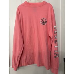 Beretta T-Shirt Double Logo Long Sleeve, Pink, Sz Small